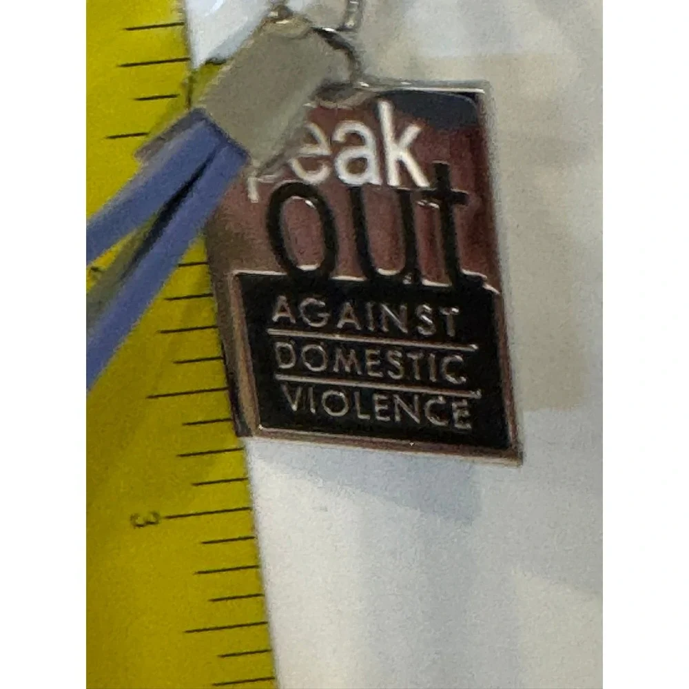 peak Out Against Domestic Violence Keychain Blue Silicone Wristlet Charm